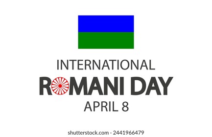 Roma Day International typography and flag, vector art illustration.