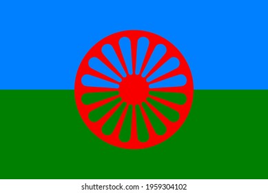 The Roma Ethnic Community Flag Symbol Illustration. Gypsy Flag Vector. International Gypsy People Day Symbol, 8th Of April.