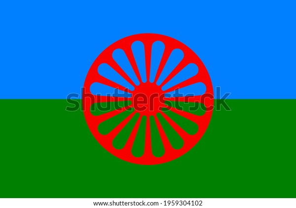 the\
Roma ethnic community flag symbol illustration. Gypsy flag vector.\
International Gypsy people Day symbol, 8th of\
April.