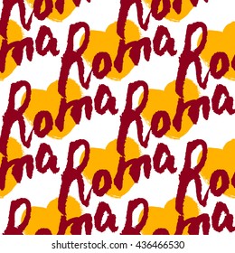 Roma. Hand drawn lettering background. Ink illustration. Modern brush calligraphy. Isolated on white background.