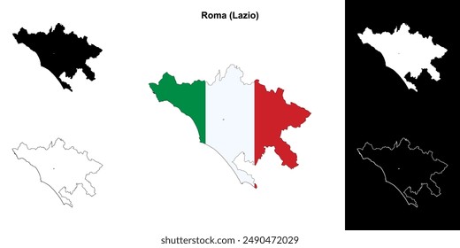 Roma province outline map set