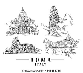 Roma sketch. Hand drawn isolated vector illustration.