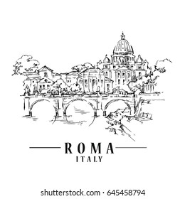 Roma sketch. Hand drawn isolated vector illustration.