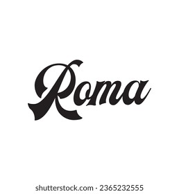 Roma text on white background.