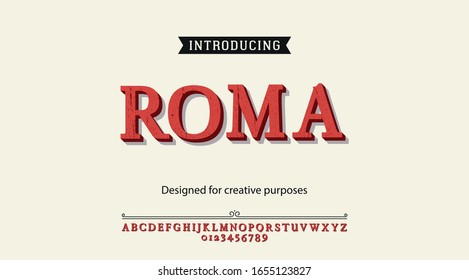 Roma typeface.For labels and different type designs