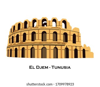 Anfiteatro romano de Thysdrus en El Djem o El-Jem, una ciudad en la provincia de Mahdia en Túnez. Uno de los principales atractivos en Túnez y el norte de África.