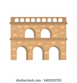 Roman aqueduct color vector icon. Flat design svg
