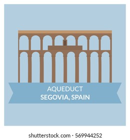 Roman Aqueduct (Segovia, Spain) vector building svg