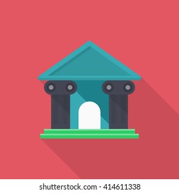 Roman architecture icon, Vector flat long shadow design. EPS10