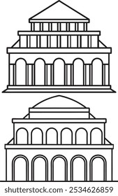 Roman Architecture Silhouette Vector Style with white background