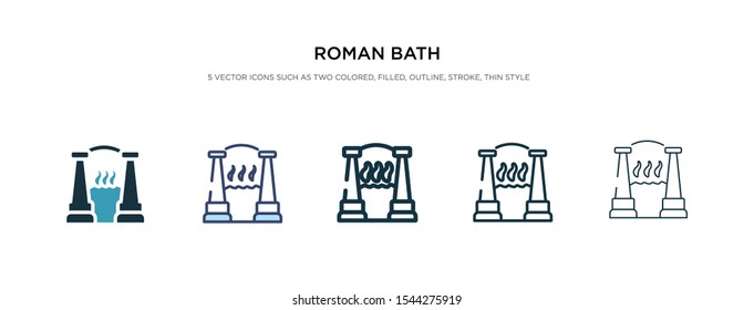 roman bath icon in different style vector illustration. two colored and black roman bath vector icons designed in filled, outline, line and stroke style can be used for web, mobile, ui