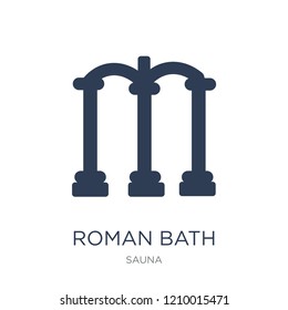 Icono de baño romano. Icono de baño romano con vector plano de moda sobre fondo blanco de la colección sauna, ilustración vectorial puede ser utilizada para web y móvil, eps10
