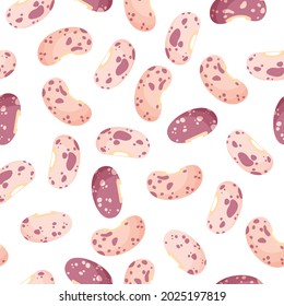 Roman beans vector cartoon seamless pattern for template farmer market design, label and packing. Natural energy protein organic super food.
