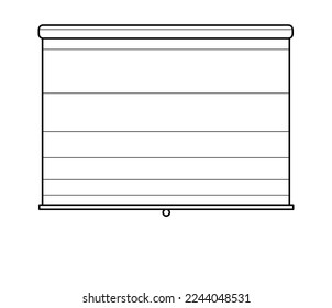 Roman blinds for windows. Black and white vector illustration.