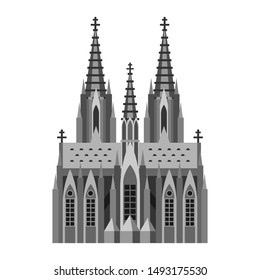 Roman Catholic cathedral in Cologne. German landmark illustration.