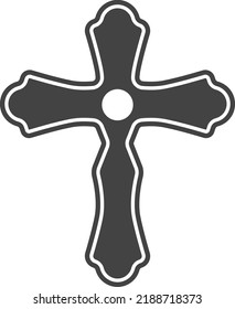 Roman Catholic Cross. Black Crucifix Silhouette Symbol