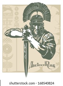 Roman centurion on parchment, vector