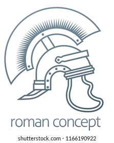 A Roman centurion soldier helmet icon concept graphic