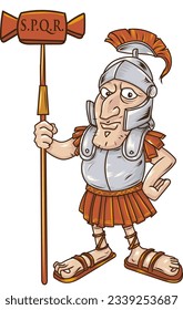 Roman centurion with Roman standard spqr. character illustration