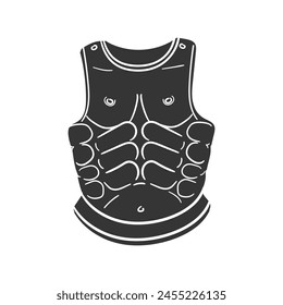 Roman Chest Icon Silhouette Illustration. Soldier Armor Vector Graphic Pictogram Symbol Clip Art. Doodle Sketch Black Sign.