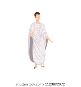 Roman citizen, man in traditional clothes of Ancient Rome vector Illustration on a white background