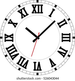 Roman clock dial. Vector Illustration.