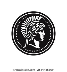 Moedas romanas Silhueta Vetor Ilustração Retratando o antigo guerreiro perfil para o clássico Império Temas e design de moeda histórica Conceitos