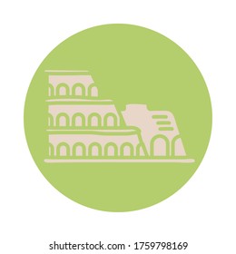 roman coliseum block style icon vector illustration design