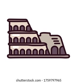 roman coliseum fill style icon vector illustration design