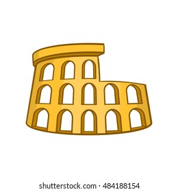 Roman Coliseum icon in cartoon style isolated on white background vector illustration