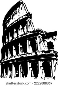 Roman Coliseum Ruin Vector Illustration