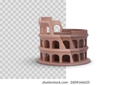 Roman Colosseum in 3d realistic style isolated on transparent background. Vector Illustration