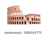 Roman Colosseum hand drawn vector Illustration on a white background. Architecture of Rome Italy.