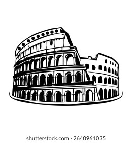 Roman colosseum illustration in vintage style