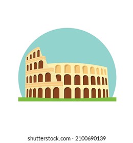 Roman Colosseum isolated on white background. Italy landmark architecture. Vector stock