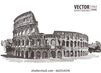 Roman Colosseum. Rome, Italy, Europe. Travel. Architecture and landmark. Vector illustration.