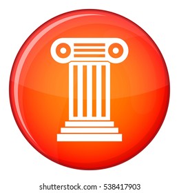 Roman column icon in red circle isolated on white background vector illustration