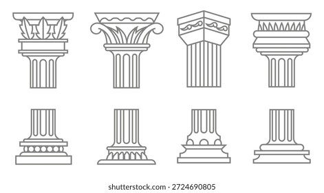 Iconos de columna romana Ilustración vectorial