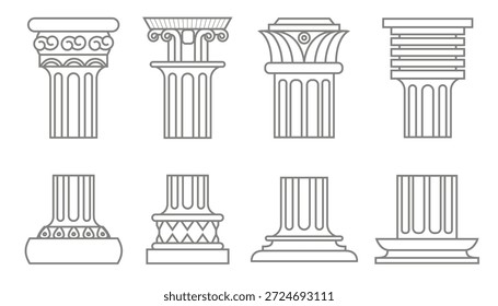 Iconos de columna romana Ilustración vectorial