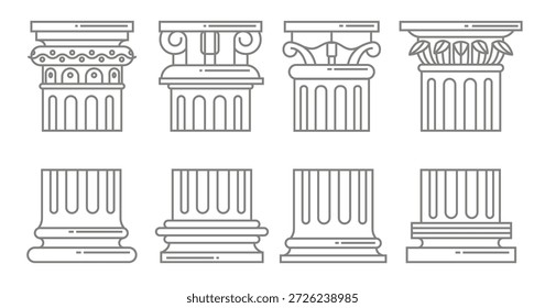 Iconos de columna romana Ilustración vectorial