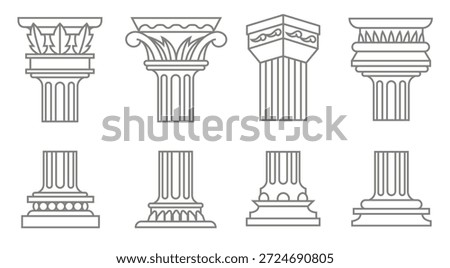 roman column icons vector illustration