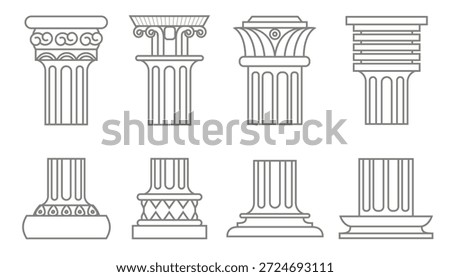 roman column icons vector illustration