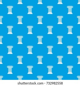Roman column pattern repeat seamless in blue color for any design. Vector geometric illustration