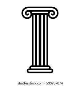 Roman column pedestal or pillar foundation line art icon for apps and websites