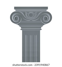 Roman column polygonal. Illustration on white background for design. Classical column architecture element. Logo concept for construct. Vector Art of Classic Architecture. 3D.