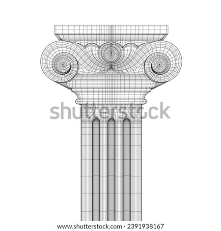Roman column wireframe. Illustration on white background for design. Classical column architecture element. Logo concept for construct. Vector Art of Classic Architecture.