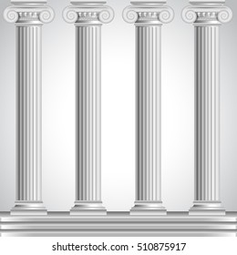 Roman columns isolated on white background realistic vector