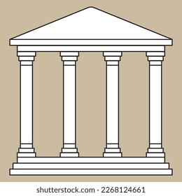 Roman columns roof. Classic roman columns roof, great design for any purposes. Vector illustration.