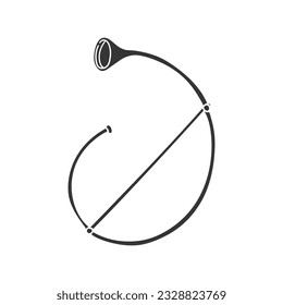 Roman Cornu Icon Silhouette Illustration. Old Instruments Vector Graphic Pictogram Symbol Clip Art. Doodle Sketch Black Sign.