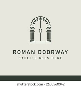 Roman Doorway Ancient Building interior architecture Logo Design Vector